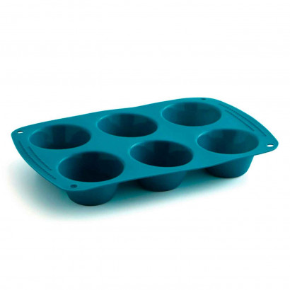 Tradineur - Molde para moffins, fabricada en silicona, 6 moldes para muffins, apto para horno, microondas y frigorífico. 26,5 x 16,6 cm