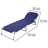 Tradineur - Tumbona plegable de aluminio, reclinable, tejido oxford, ideal para playas y piscinas. Color Azul. 187 x 58 x 24 cm