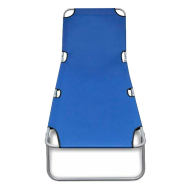 Tradineur - Tumbona plegable de aluminio, reclinable, tejido oxford, ideal para playas y piscinas. Color Azul. 187 x 58 x 24 cm