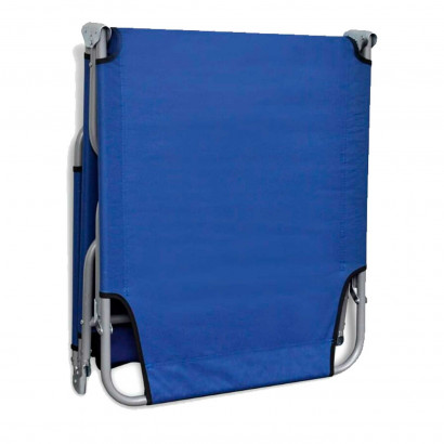 Tradineur - Tumbona plegable de aluminio, reclinable, tejido oxford, ideal para playas y piscinas. Color Azul. 187 x 58 x 24 cm