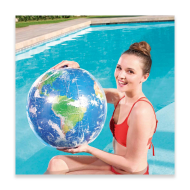 Tradineur - Pelota hinchable con diseño del planeta tierra para playa o piscina, válvula de seguridad, diámetro 61 cm.