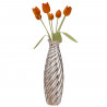 Tradineur - Jarrón metálico plateado, diseño con ondas, florero minimalista, recipiente para flores, decoración del hogar, 27,5