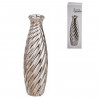 Tradineur - Jarrón metálico plateado, diseño con ondas, florero minimalista, recipiente para flores, decoración del hogar, 27,5