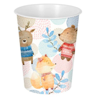 Tradineur - Papelera infantil de plástico decorada con animales, cubo de basura para estudio, dormitorio de niños (Bosque, 25,5 x 21,5 cm, 6 litros)