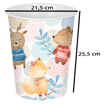 Tradineur - Papelera infantil de plástico decorada con animales, cubo de basura para estudio, dormitorio de niños (Bosque, 25,5 x 21,5 cm, 6 litros)