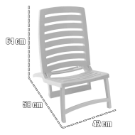 Tradineur - Silla plegable para playa, fabricado en resistente plástico, ligero y cómodo. Color blanco. 64 x 42 x 58 cm