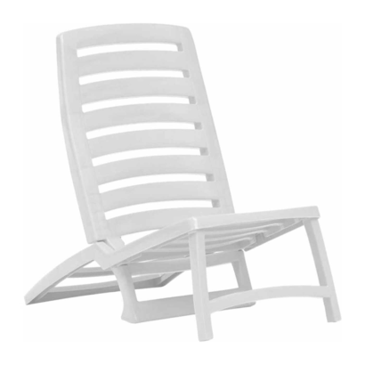 Tradineur - Silla plegable para playa, fabricado en resistente plástico, ligero y cómodo. Color blanco. 64 x 42 x 58 cm