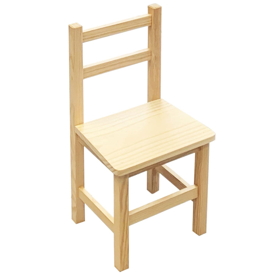 Tradineur - Silla infantil con respaldo recto, madera natural, altura del asiento 21,2 cm, silla para niños con reposapiés, 39,3 x 23,2 x 22,3 cm