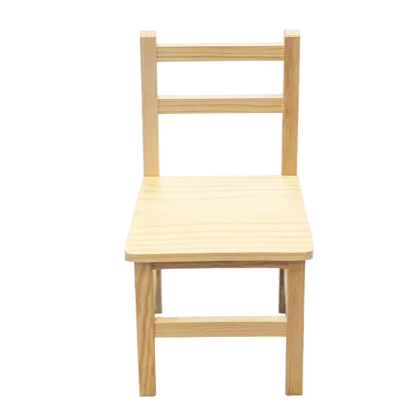 Tradineur - Silla infantil con respaldo recto, madera natural, altura del asiento 21,2 cm, silla para niños con reposapiés, 39,3 x 23,2 x 22,3 cm