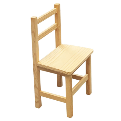 Tradineur - Silla infantil con respaldo recto, madera natural, altura del asiento 21,2 cm, silla para niños con reposapiés, 39,3 x 23,2 x 22,3 cm