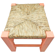 Tradineur - Taburete de madera infantil con asiento de rafia, banqueta para niños con reposapiés, hogar, colegio, 20 x 28 x 23,2 cm, color aleatorio