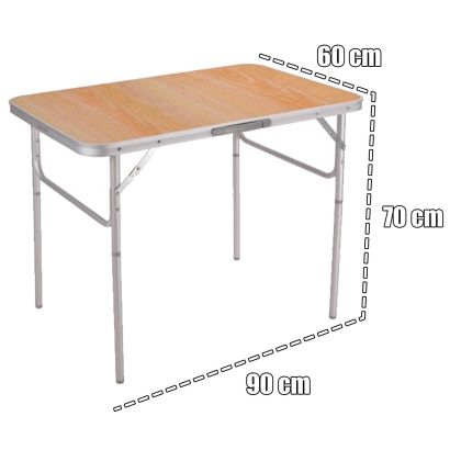 Tradineur - Mesa plegable de aluminio, sistema de fijación, incluye asa, tejido resistente. Color Surtido.40/70 x 90 x 60 cm.