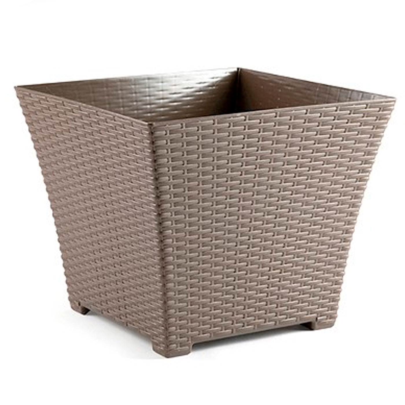 Tradineur - Maceta de plástico cuadrada Rattan, macetero, tiesto, recipiente para plantas, flores, balcón, terraza, jardín, 30,5 x 30,5 x 26 cm, color aleatorio