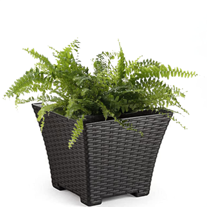 Tradineur - Maceta de plástico cuadrada Rattan, macetero, tiesto, recipiente para plantas, flores, balcón, terraza, jardín, 30,5 x 30,5 x 26 cm, color aleatorio