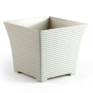 Tradineur - Maceta de plástico cuadrada Rattan, macetero, tiesto, recipiente para plantas, flores, balcón, terraza, jardín, 30,5 x 30,5 x 26 cm, color aleatorio