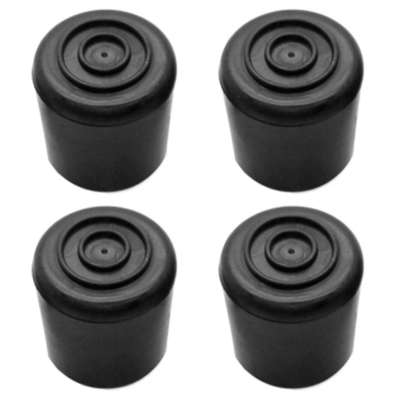 Tradineur - Pack 4 conteras de goma 16 mm para patas de silla, muletas, bastones, andadores. Tacos, virolas, protectores cónicos, absorbente de impactos (Negro)