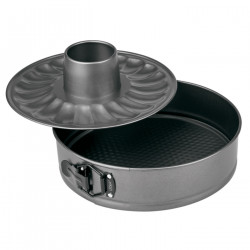Tradineur - Set molde desmontable 26 cm + molde fondo savarin 26 cm. Recipiente para horno, repostería, bizcochos, tartas, paste