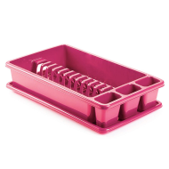 Tradineur - Escurreplatos de plástico rectangular con bandeja antigoteo, escurridor, soporte, organizador vajilla, cocina, 45,5 x 26,3 x 9 cm, color aleatorio