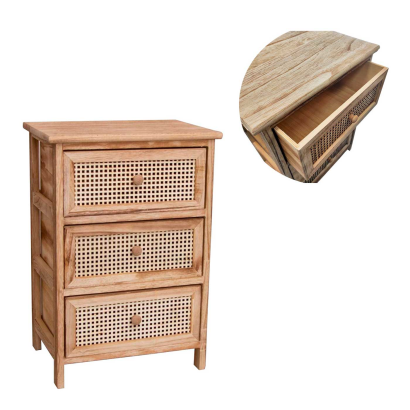 Cajonera marrón de madera, 3 cajones con rejilla, 58 x 40 x 29 cm, diseño clásico, torre de ordenación, mueble auxiliar almacenamiento, dormitorio, salón, color aleatorio