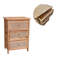 Cajonera marrón de madera, 3 cajones con rejilla, 58 x 40 x 29 cm, diseño clásico, torre de ordenación, mueble auxiliar almacenamiento, dormitorio, salón, color aleatorio