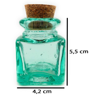 Tradineur - Bote de vidrio cuadrado, frasco, tarro con tapón de corcho, reutilizable, rellenable, ungüentos, condimentos, aceite, 5,5 x 4,2 cm