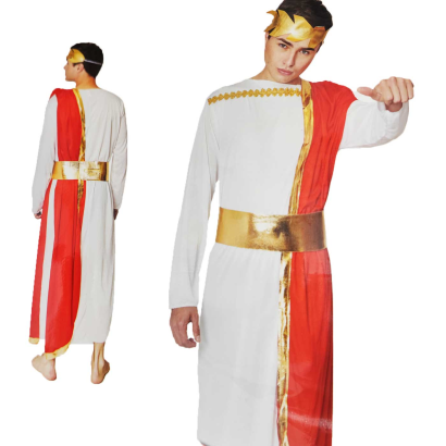 Tradineur - Disfraz de romano de fibra sintética, atuendo de senador, carnaval, Arde Lucus, halloween, cosplay, fiestas (Hombre adulto, talla L)