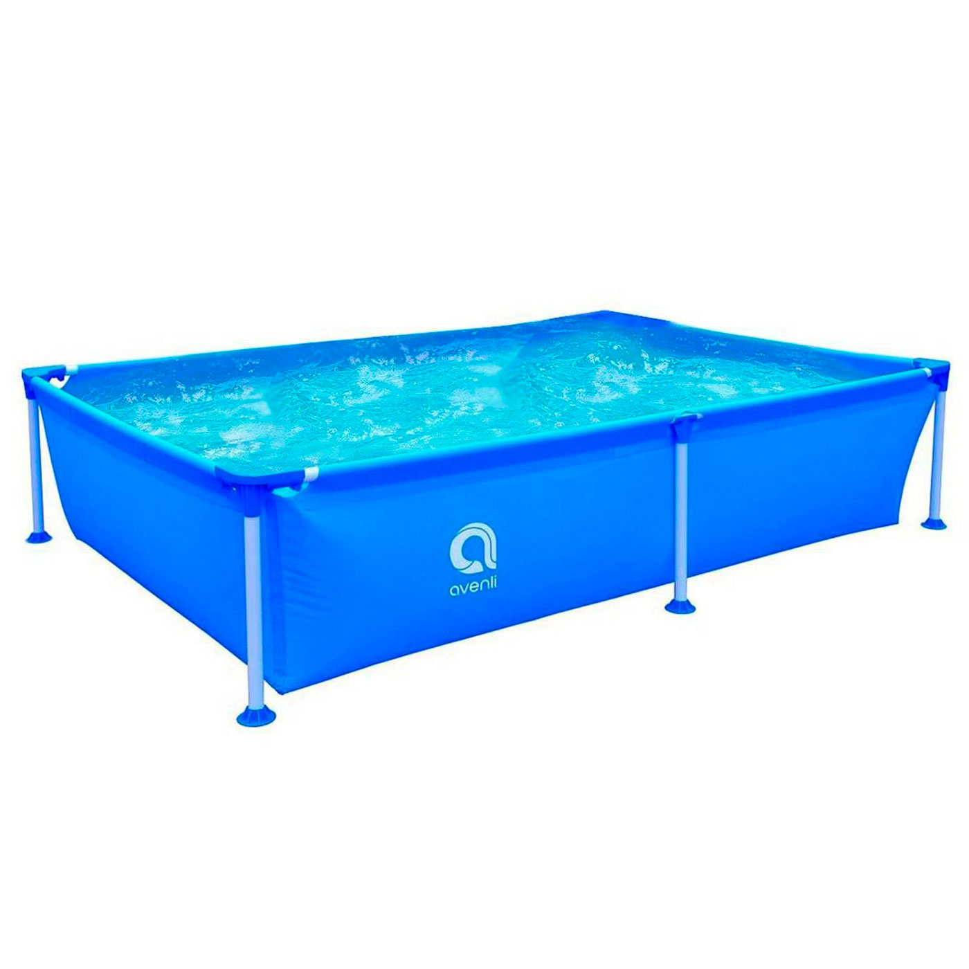 Tradineur - Piscina rectangular con estructura metálica y paredes de 3 capas, fácil montaje, exterior, jardín (Azul, 1125 litros, 188 x 127 x 42 cm)