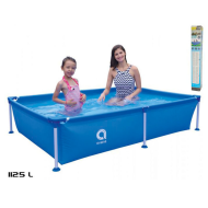 Tradineur - Piscina rectangular con estructura metálica y paredes de 3 capas, fácil montaje, exterior, jardín (Azul, 1125 litros, 188 x 127 x 42 cm)