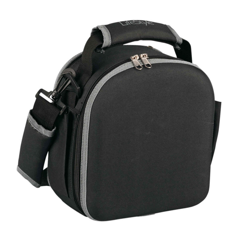 Tradineur - Bolsa térmica para alimentos con 2 compartimentos, 2 recipientes y 2 servilletas de tela, fiambrera - 23 x 22 x 13,5 Tradineur - Bolsa térmica para alimentos con 2 compartimentos, 2 recipientes y 2 servilletas de tela, fiambrera - 23 x 22 x 13,5