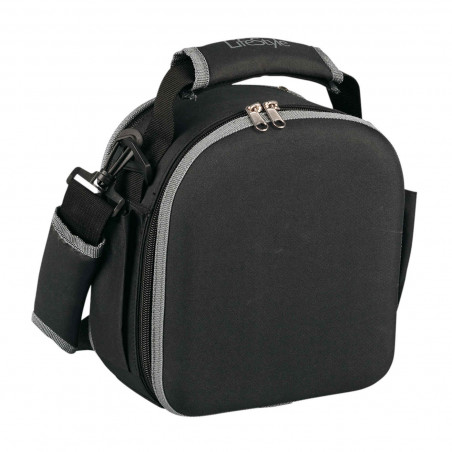 Tradineur - Bolsa térmica para alimentos con 2 compartimentos, 2 recipientes y 2 servilletas de tela, fiambrera - 23 x 22 x 13,5
