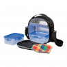 Tradineur - Bolsa térmica para alimentos con 2 compartimentos, 2 recipientes y 2 servilletas de tela, fiambrera - 23 x 22 x 13,5