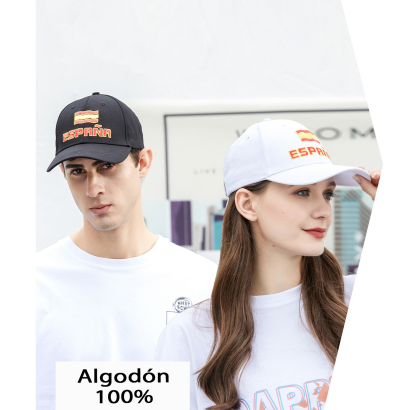 Tradineur - Gorra de España con letras y bandera, ajuste posterior con hebilla metálica, 100% algodón, deporte, golf, adulto unisex, talla única, color aleatorio