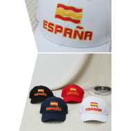 Tradineur - Gorra de España con letras y bandera, ajuste posterior con hebilla metálica, 100% algodón, deporte, golf, adulto unisex, talla única, color aleatorio