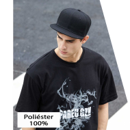 Tradineur - Gorra de béisbol ancha para hombre con ajuste posterior a presión, 100% poliéster, accesorio sport, skate (Negro, talla única)