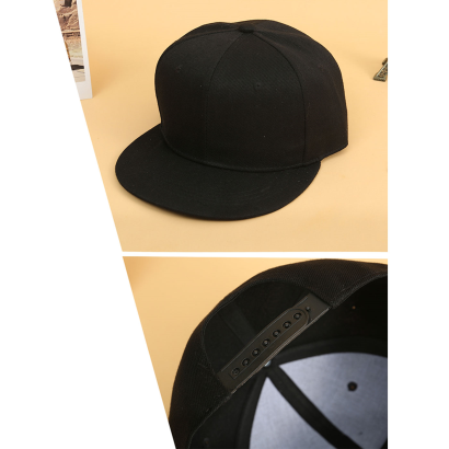 Tradineur - Gorra de béisbol ancha para hombre con ajuste posterior a presión, 100% poliéster, accesorio sport, skate (Negro, talla única)