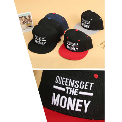 Tradineur - Gorra de béisbol ancha "Queens" para hombre con ajuste posterior a presión, 100% poliéster, accesorio sport, skate, talla única, color aleatorio