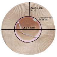 Tradineur - Sombrero de mujer con flor, paja flexible, ala ancha y goma de barbilla, protección solar, playa, piscina, aire libre, Ø 34 cm, color aleatorio