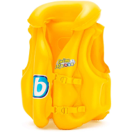 Tradineur - Chaleco hinchable infantil, incluye hebillas ajustables, cuello inflable y 3 cámaras de aire, niños, playa, piscina (Amarillo, 51 x 46 cm)