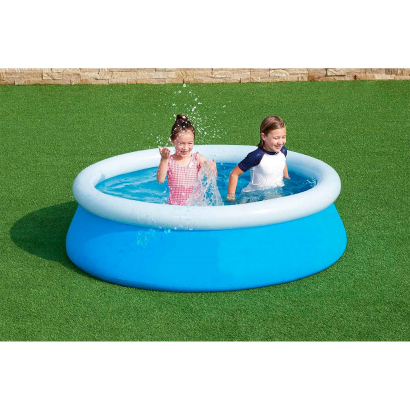 Tradineur - Piscina con aro hinchable, resistente a rayos UV, parche de reparación, fácil montaje (Azul y blanco, 940 litros, 183 x 51 cm)