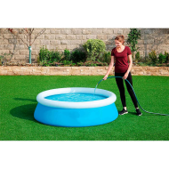 Tradineur - Piscina con aro hinchable, resistente a rayos UV, parche de reparación, fácil montaje (Azul y blanco, 940 litros, 183 x 51 cm)