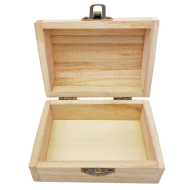 Tradineur - Caja con forma de baúl, madera natural, cierre metálico, tapa redondeada, almacenaje joyas, manualidades, decoración, 6,9 x 12,4 x 7,9 cm