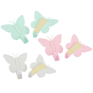 Tradineur - Pack de 2 ganchos adhesivos para pared, forma de mariposa, perchas de plástico, peso máximo 1,5 kg, aseo, cocina, 6,5 x 5,5 x 2 cm, color aleatorio