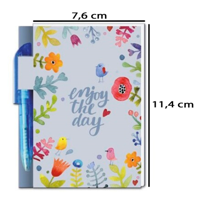 Tradineur - Mini libreta con bolígrafo, 100 hojas, 70 gramos, bloc de notas, cuaderno, regalo original, 11,4 x 7,6 x 1 cm, diseño aleatorio