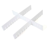 Tradineur - Pack de 3 separadores para cajones - Fabricados en plástico - Organización, Placa ajustable, Esencial. - 42 x 7 cm - Color Blanco