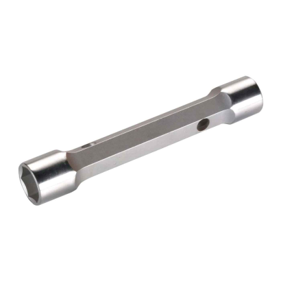 Tradineur - Llave de Tubo recto - Fabricación en acero - 16 x 17 mm - 6 lados - sujeción extraíble - Llave tubular de Doble Extremo.