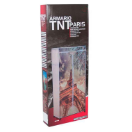 Tradineur - Armario TNT diseño París, armario organizador de ropa plegable de tela, ropero tejido no tejido, guardarropa desmontable con cremallera, estante y barra, 160 x 75 x 45 cm