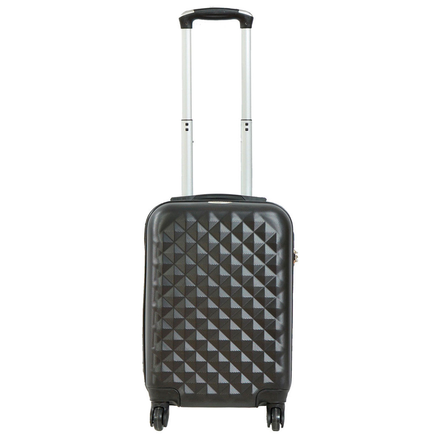 Tradineur - Maleta de viaje rígida, diseño de rombos, 4 ruedas de abs, trolley, dura y ligera, cerradura de combinación numérica (Negro, 52 x 32 x 22 cm)