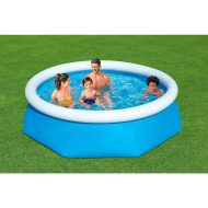 Tradineur - Piscina familiar con aro hinchable, paredes resistentes a pinchazos y a rayos UV, fácil montaje (Azul y blanco, 1880 litros, 244 x 61 cm)