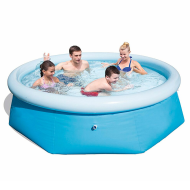 Tradineur - Piscina familiar con aro hinchable, paredes resistentes a pinchazos y a rayos UV, fácil montaje (Azul y blanco, 1880 litros, 244 x 61 cm)