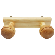 Tradineur - Perchero de madera con 2 pomos y ganchos para pared, soporte para abrigos, sombreros, estilo tradicional, pasillo, dormitorio, 5 x 20 x 10 cm